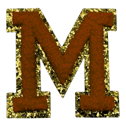 M Chenille Letter Iron On Patch Gold (Medium)