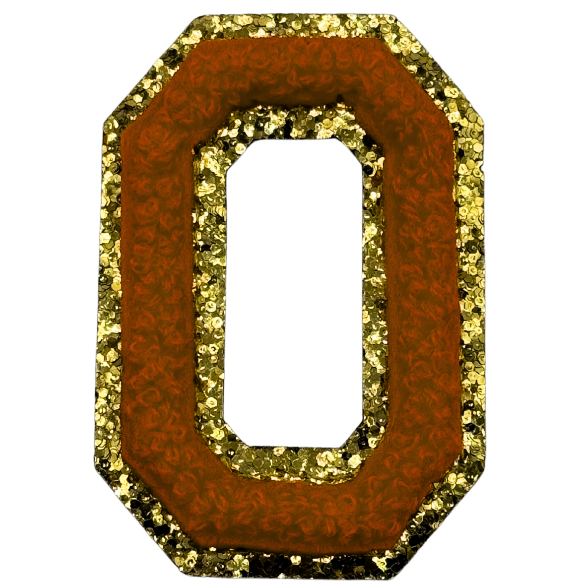 O Chenille Letter Iron On Patch Gold (Medium)