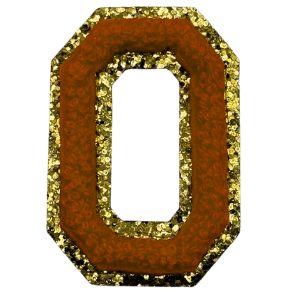 O Chenille Letter Iron On Patch Gold (Medium)