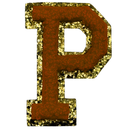 P Chenille Letter Iron On Patch Gold (Medium)