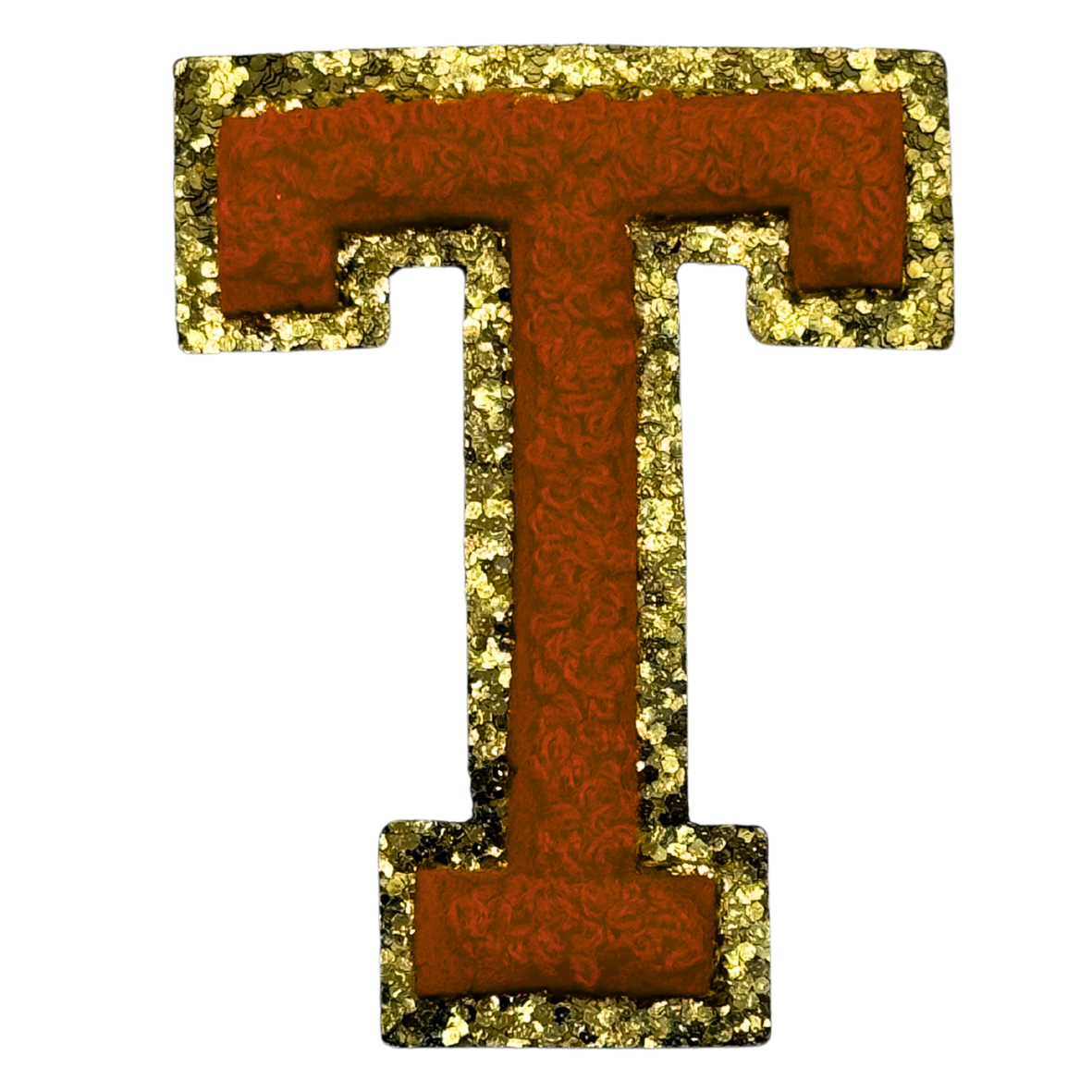 T Chenille Letter Iron On Patch Gold (Medium)