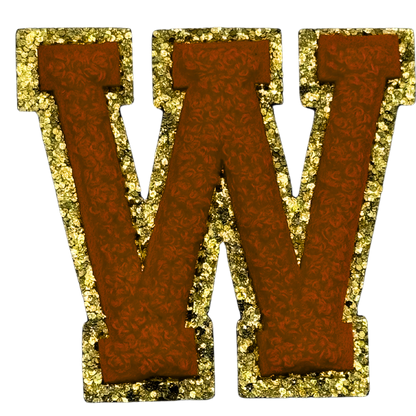 W Chenille Letter Iron On Patch Gold (Medium)