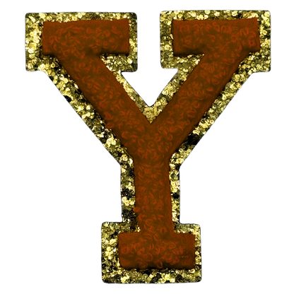 Y Chenille Letter Iron On Patch Gold (Medium)