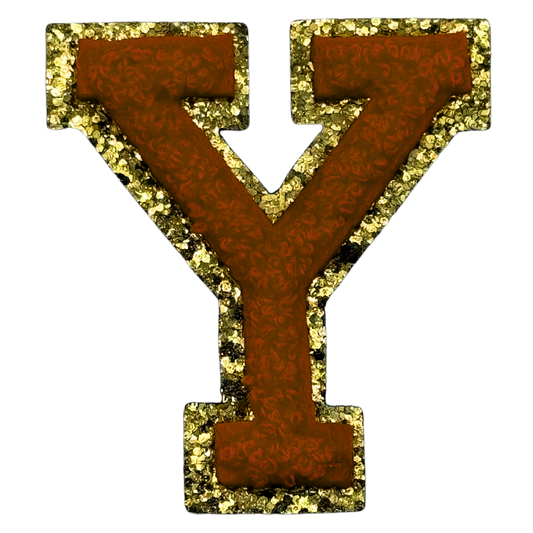 Y Chenille Letter Iron On Patch Gold (Medium)