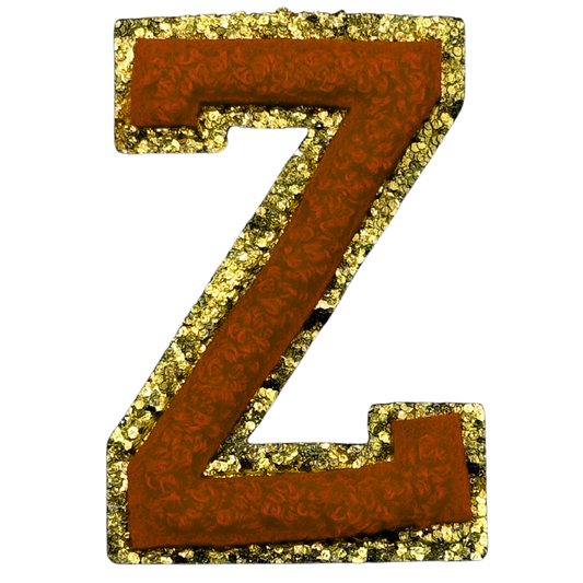 Z Chenille Letter Iron On Patch Gold (Medium)