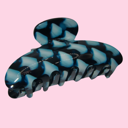 Blue, Black, and White Stripe Claw Clip