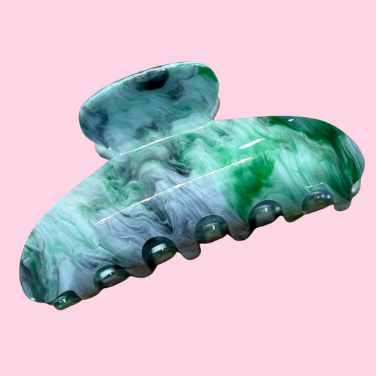 Green Marble Claw Clip