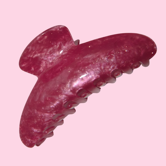 Hot Pink Marble with Gold Specks Claw Clip