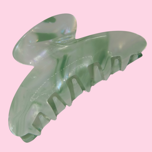 Large Green, Blue, & White Swirl Claw Clip