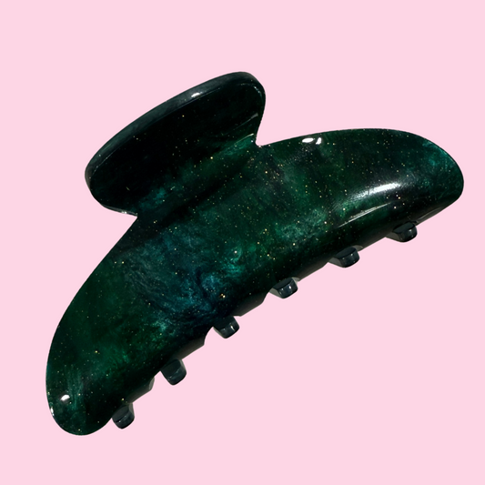 Dark Green Marble Claw Clip