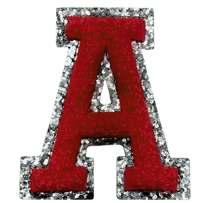 A Chenille Letter Iron On Patch Silver (Medium)