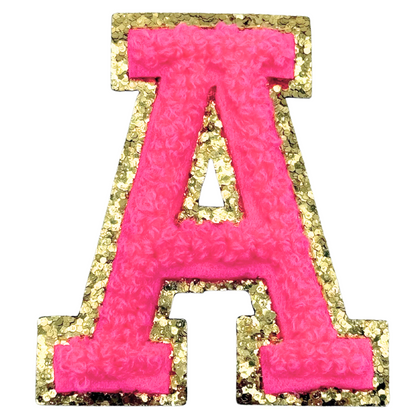 A Chenille Letter Iron On Patch Gold (Medium)