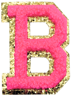 B Chenille Letter Iron On Patch Gold (Medium)