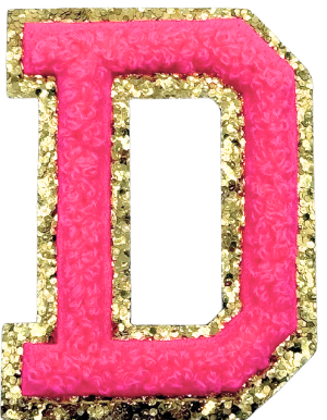 D Chenille Letter Iron On Patch Gold (Medium)