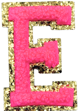 E Chenille Letter Iron On Patch Gold (Medium)