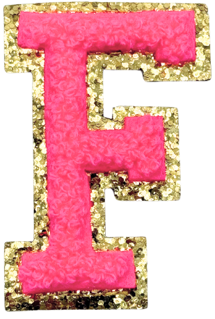 F Chenille Letter Iron On Patch Gold (Medium)