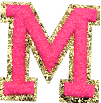 M Chenille Letter Iron On Patch Gold (Medium)
