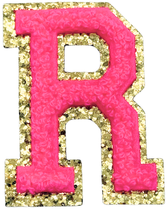 R Chenille Letter Iron On Patch Gold (Medium)