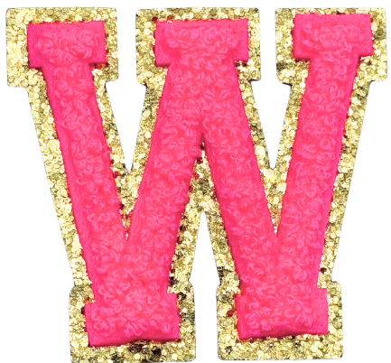 W Chenille Letter Iron On Patch Gold (Medium)