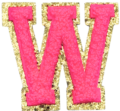 W Chenille Letter Iron On Patch Gold (Medium)