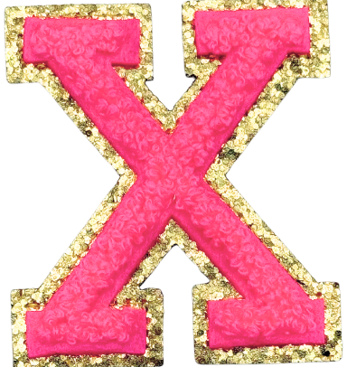X Chenille Letter Iron On Patch Gold (Medium)