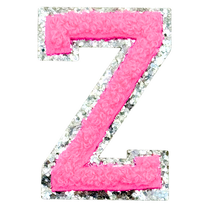 Z Chenille Letter Iron On Patch Silver (Medium)