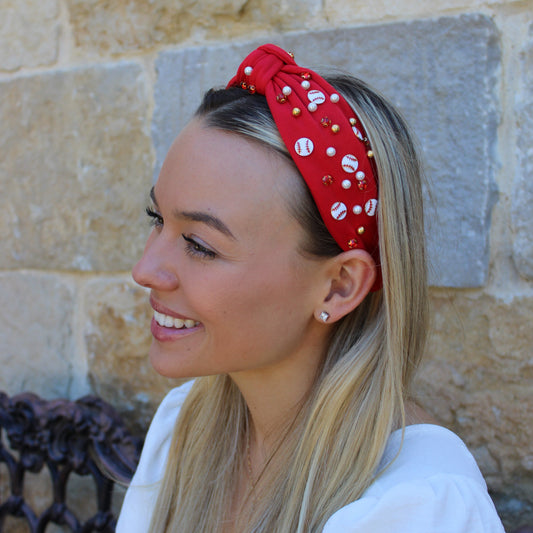 Red Baseball Headband