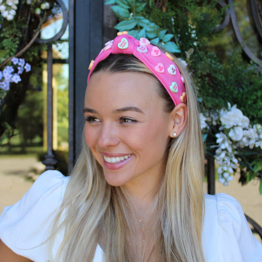 Pink Candy Hearts Headband