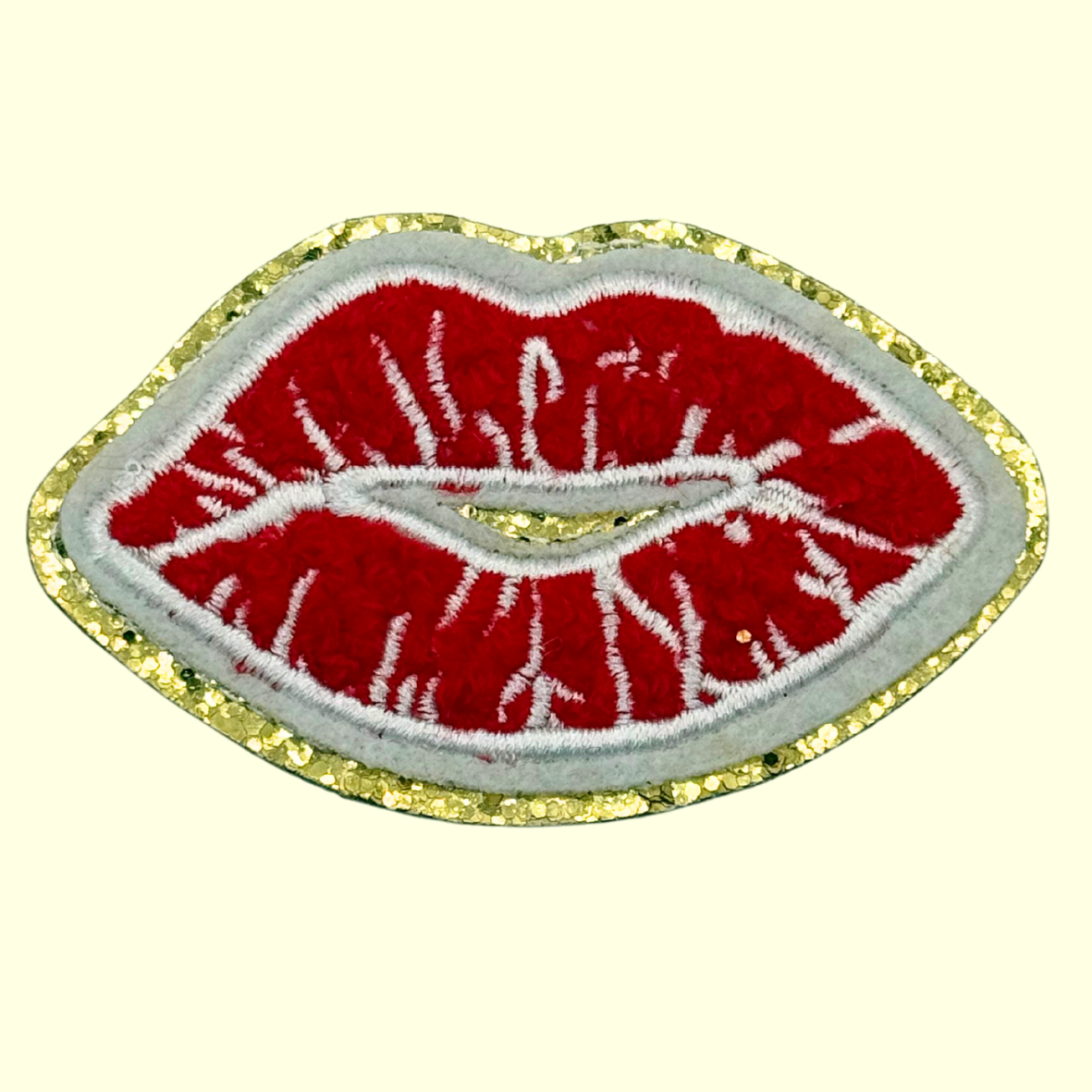 Red Lips Trimmed in Gold Chennile