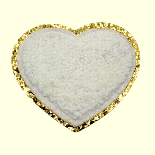 White Heart Trimmed in Gold Chenille