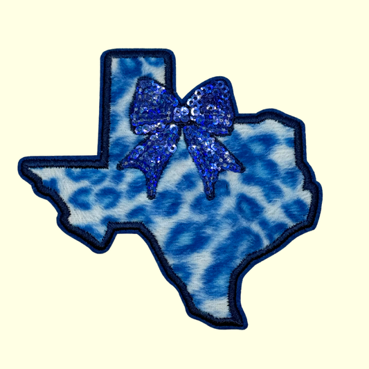 Blue Bow Cheetah Texas
