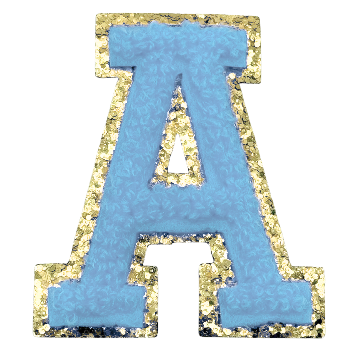 A Chenille Letter Iron On Patch Gold (Medium)
