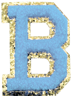 B Chenille Letter Iron On Patch Gold (Medium)