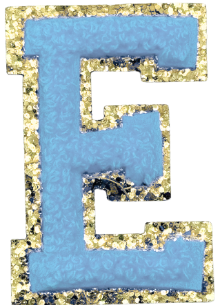 E Chenille Letter Iron On Patch Gold (Medium)
