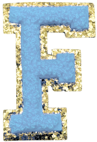 F Chenille Letter Iron On Patch Gold (Medium)