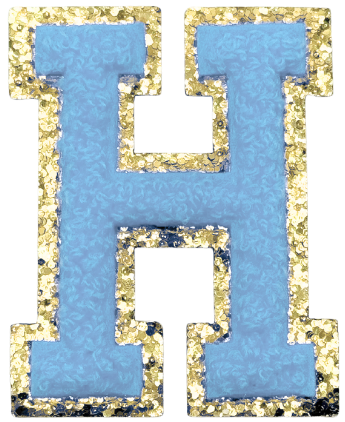 H Chenille Letter Iron On Patch Gold (Medium)