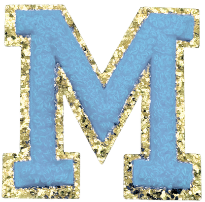 M Chenille Letter Iron On Patch Gold (Medium)