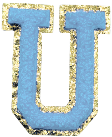 U Chenille Letter Iron On Patch Gold (Medium)