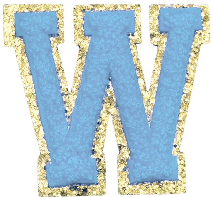 W Chenille Letter Iron On Patch Gold (Medium)