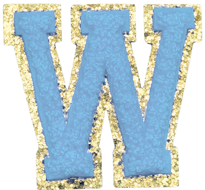 W Chenille Letter Iron On Patch Gold (Medium)