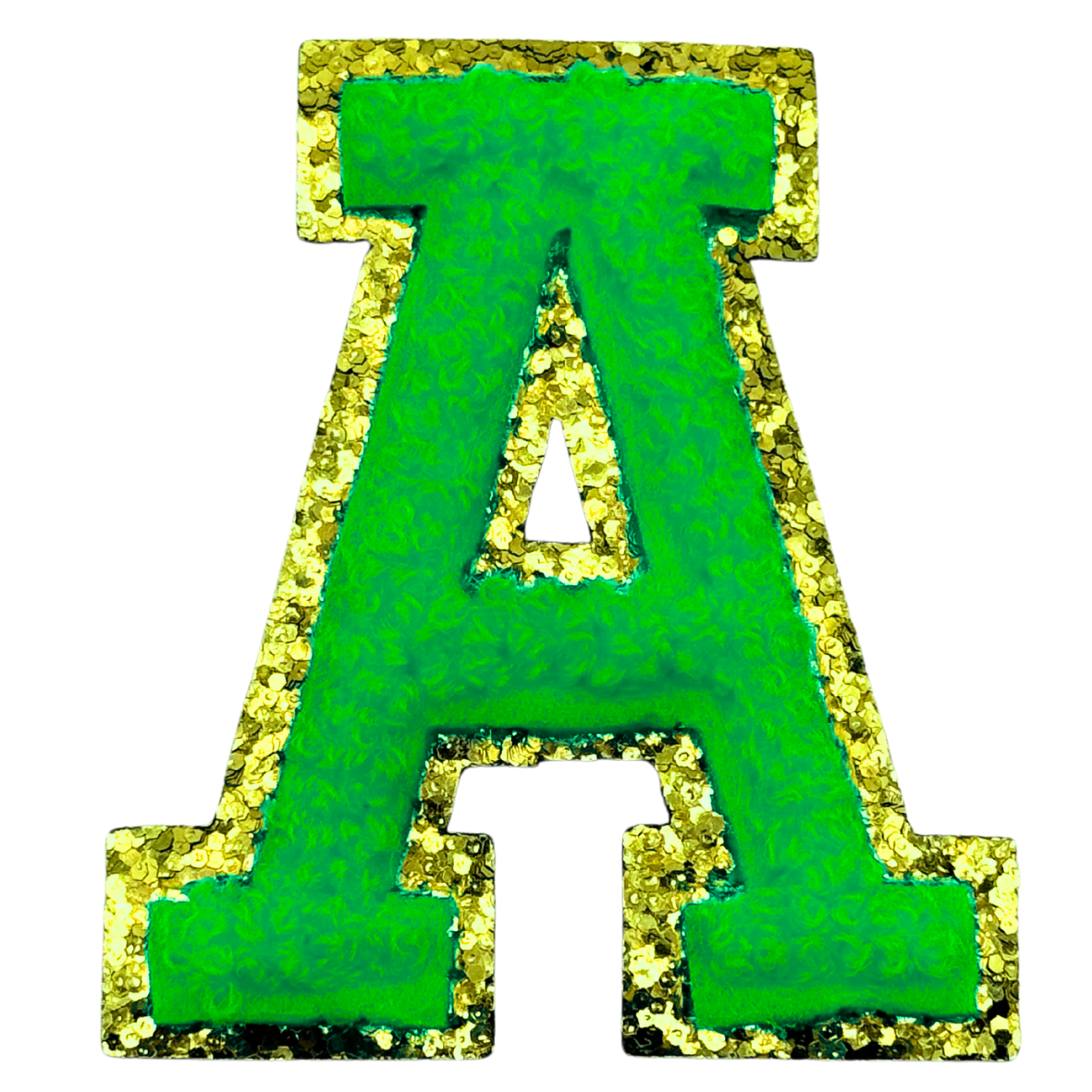 A Chenille Letter Iron On Patch Gold (Medium)