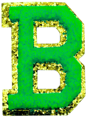 B Chenille Letter Iron On Patch Gold (Medium)