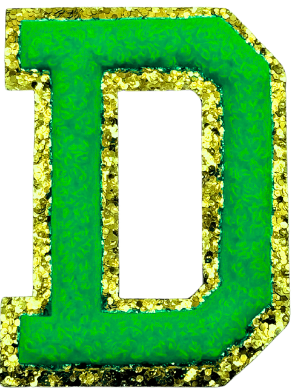 D Chenille Letter Iron On Patch Gold (Medium)