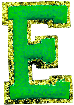 E Chenille Letter Iron On Patch Gold (Medium)
