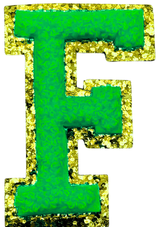 F Chenille Letter Iron On Patch Gold (Medium)