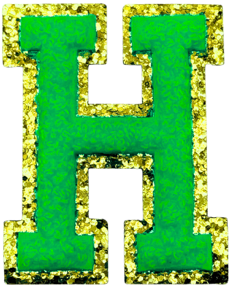 H Chenille Letter Iron On Patch Gold (Medium)