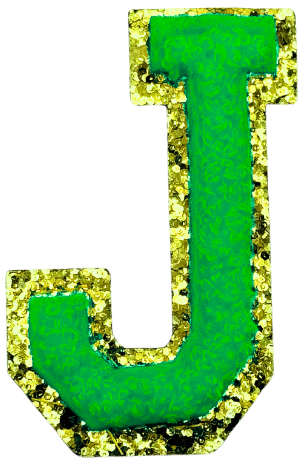 J Chenille Letter Iron On Patch Gold (Medium)