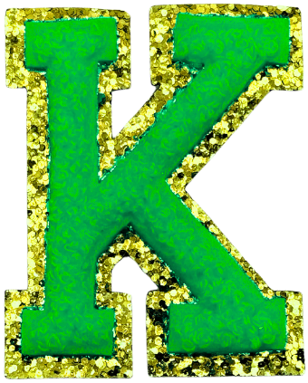 K Chenille Letter Iron On Patch Gold (Medium)