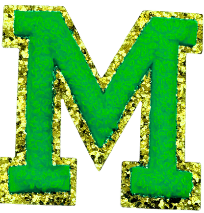 M Chenille Letter Iron On Patch Gold (Medium)