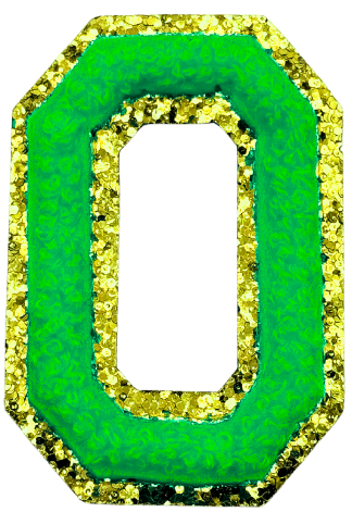 O Chenille Letter Iron On Patch Gold (Medium)